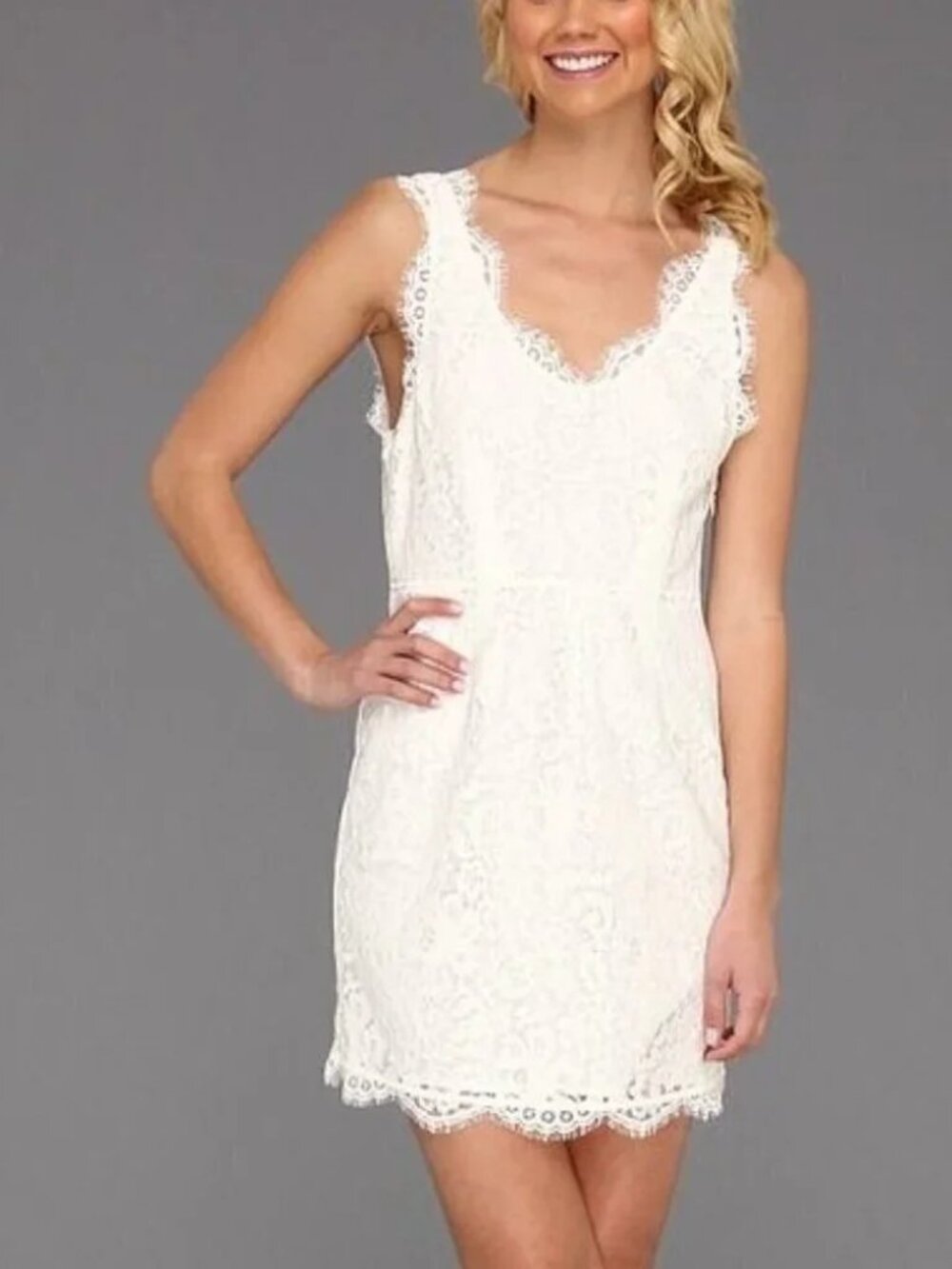 NWT JOIE womens DRESS white LACE wedding HOMECOMING formal MINI SIZE L